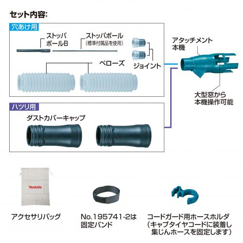 集じんアタッチメント(穴あけ・ハツリ用) | 製品一覧 | マキタの充電式